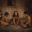 Maori Children Playing Knucklebones